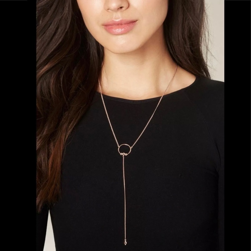 NWT LUV AJ FULL BLOOM LARIAT ROSE GOLD NECKLACE